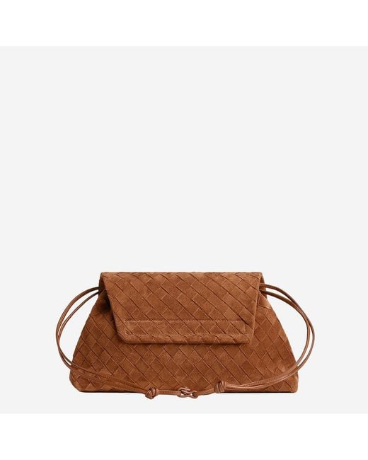 Bottega Veneta Brown Suede Day Pouch Bag Calf Skin Clutch