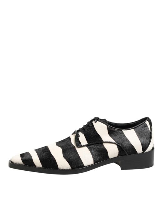 Dolce & Gabbana Black Zebra Pony Fur Dress Shoes Calf for men