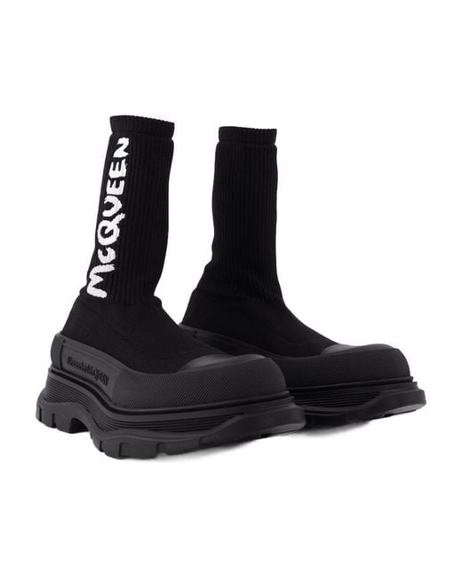 McQueen Black Sock Boots Others Shoes for men