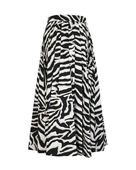 Max Mara Studio White Zebra-print Nichols Cotton Skirt
