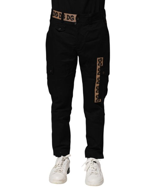 Dolce & Gabbana Black Cargo Pants Dg Logo for men