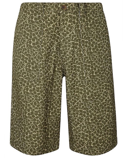 Maison Kitsuné Green All-Over Pattern Printed Shorts for men