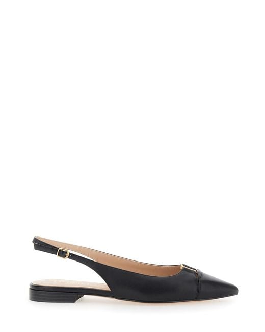 Twinset Black Ballet Shoes With Pointed Design And Adjustable Strap