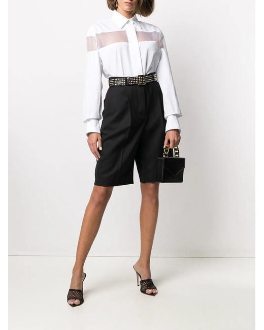 Valentino White Sheer-Panel Long-Sleeve Shirt