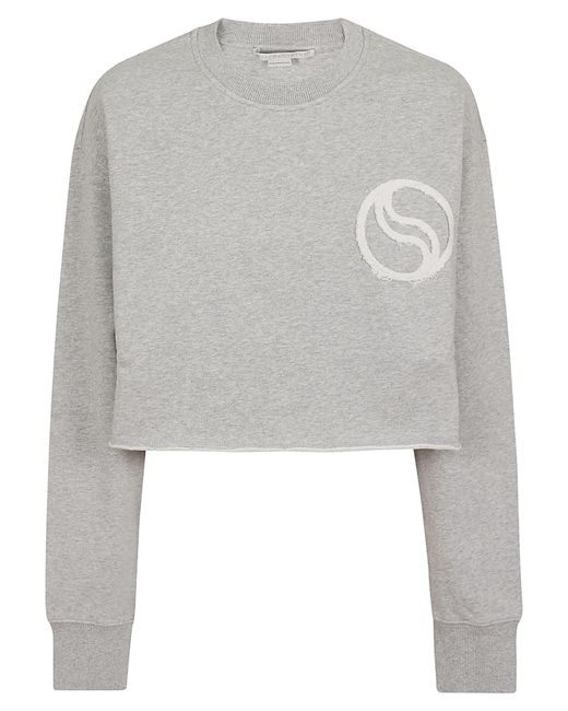 Stella McCartney Gray Logo Patch Cropped Sweatshirt