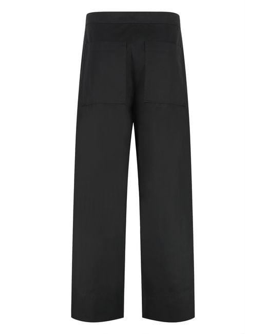 Totême Black Trousers Wide-Leg Cotton