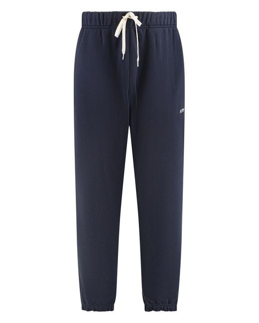 Autry Blue Cotton Track Pants With Elastic Ankle Cuffs for men