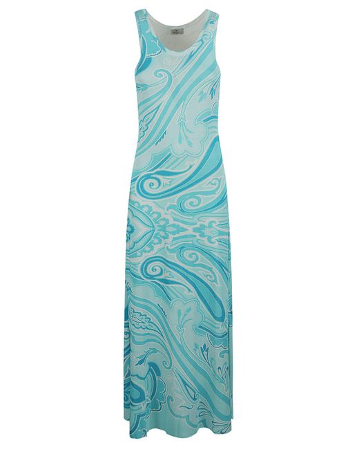 Etro Blue Printed Sleeveless Dress