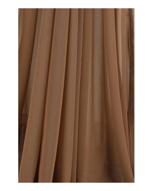 Rick Owens Natural Long Transparent Tulle Dress Polyamide; Elastane