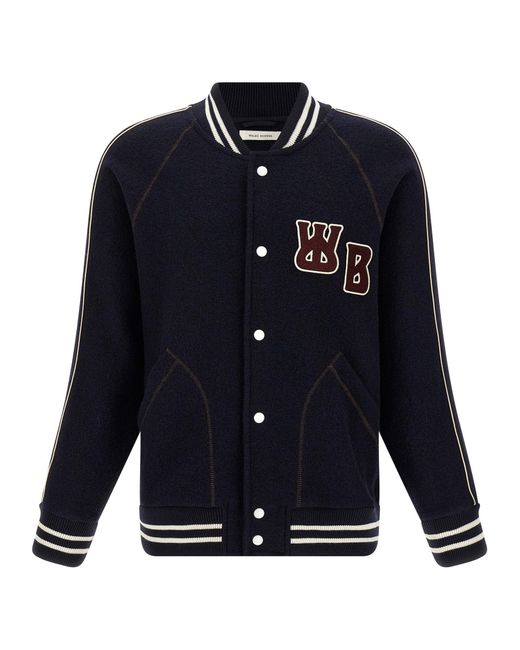 Wales Bonner Blue Boiled Wool Bomber Jacket for men