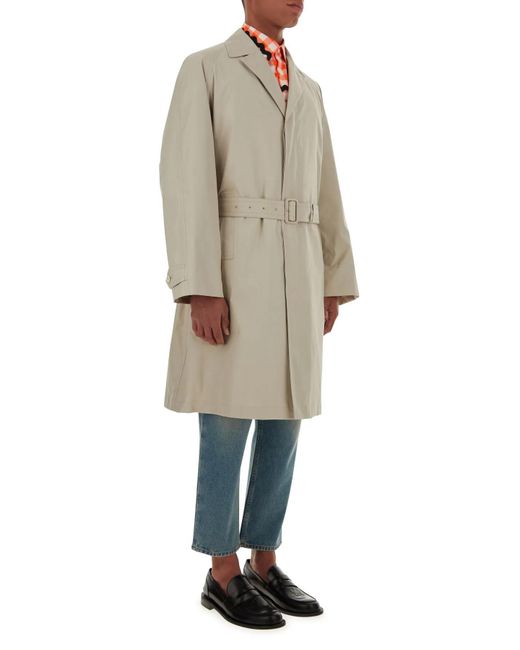 Prada Natural Dove Grey Cotton Blend Overcoat for men