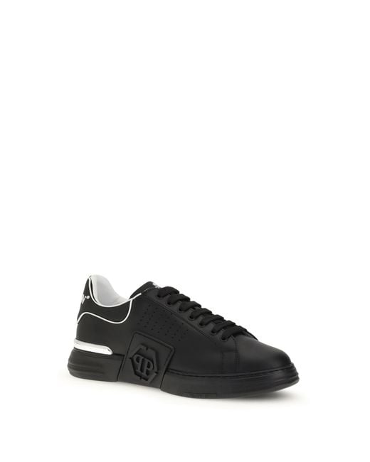 Philipp Plein Black Low Top Hexagon Sneakers for men