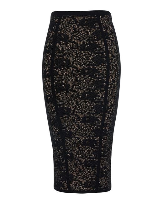 Elisabetta Franchi Black Lace Knit Skirt Viscose