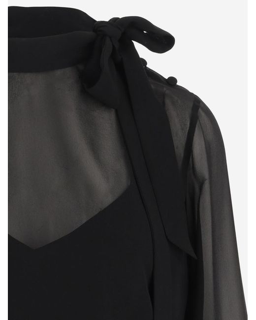 Gucci Black Top Silk Georgette Tops