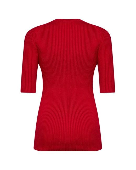 Prada Red Sweater Rib-Knit Virgin Wool