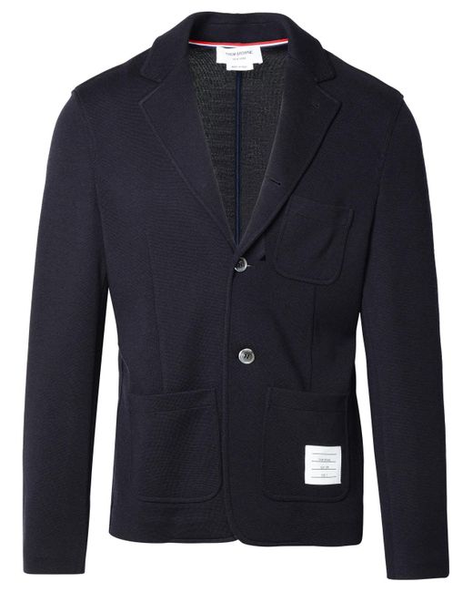 Thom Browne Blue Navy Virgin Wool Blazer for men