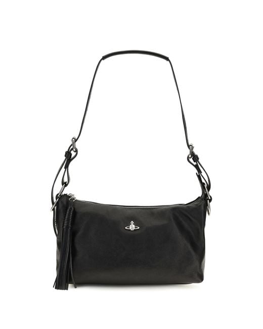 Vivienne Westwood Black Shoulder Bag Emma Leather Sheep Handbags