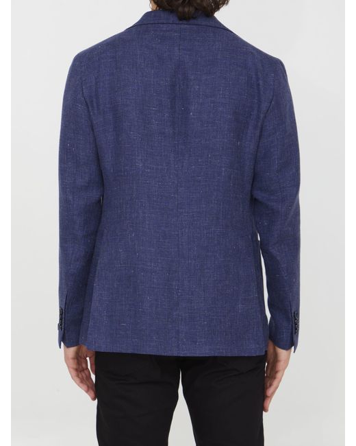 Tagliatore Blue Linen And Wool Jacket for men