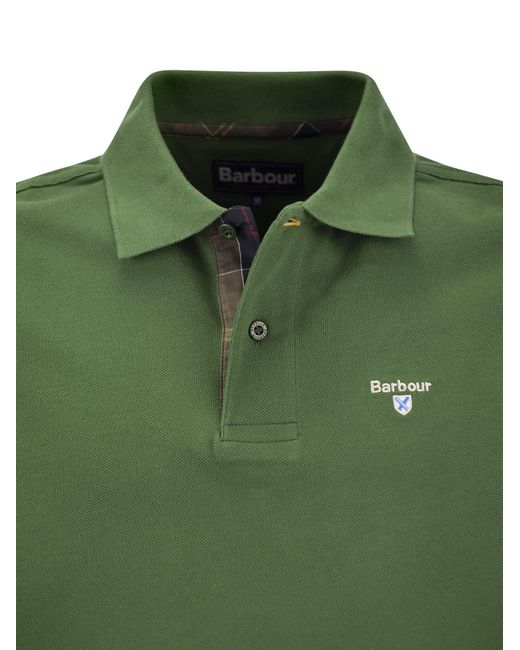 Barbour Green Tartan Pique Polo Shirt for men