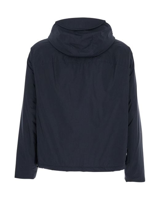 Emporio Armani Blue Down Jacket With Hood And Front Zip Closure for men