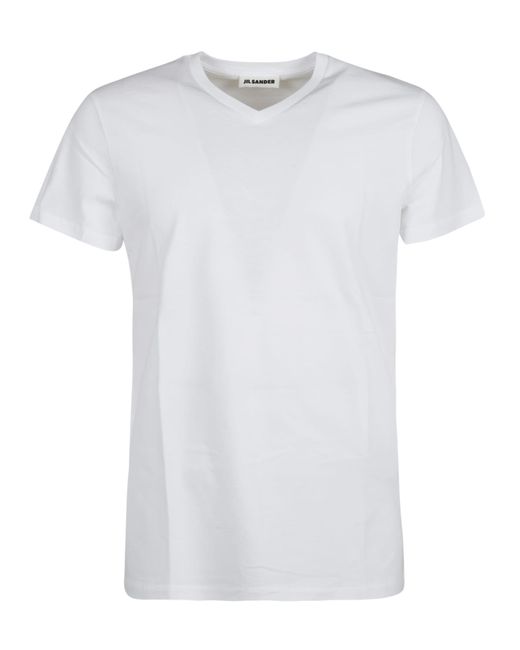 Jil Sander White V-Neck T-Shirt for men