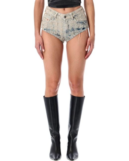 DIESEL Blue Light Distressed Denim Shorts