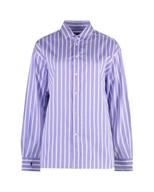 Polo Ralph Lauren Purple Striped Cotton Shirt