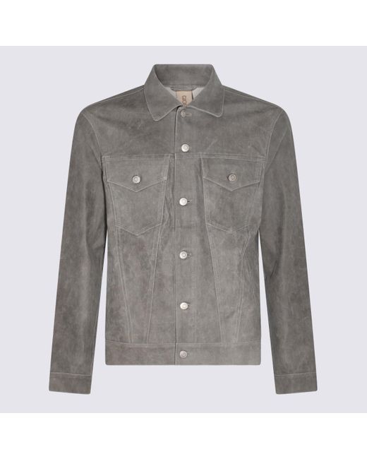 Giorgio Brato Gray Leather Jacket for men