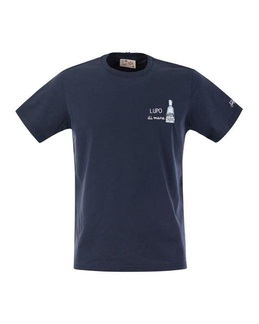 Mc2 Saint Barth Blue T-Shirt With Chest Print for men