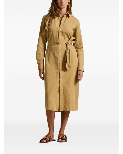 Polo Ralph Lauren Natural Midi Shirt Dress Cotton