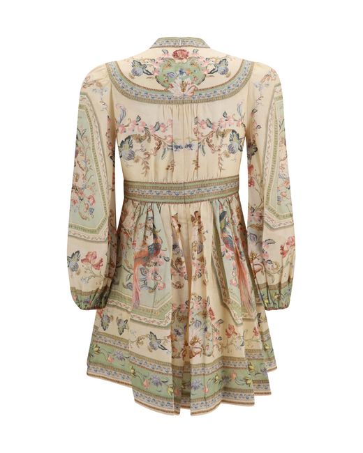 Zimmermann Natural Roselight Mini Dress Linen