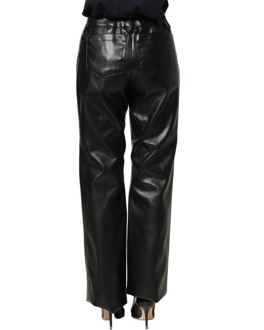 Dolce & Gabbana Black Pu Leather High Waisted Trouser Pants Polyurethane Polyester