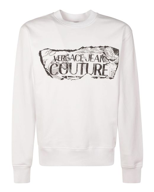 Versace White Couture Logo Ribbed Sweatshirt for men