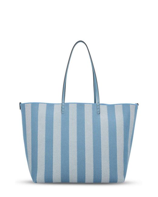 Fendi Blue Roll Striped Large Reversible Tote Bag
