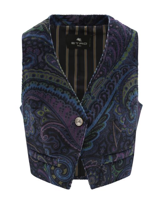 Etro Blue Velvet Waistcoat