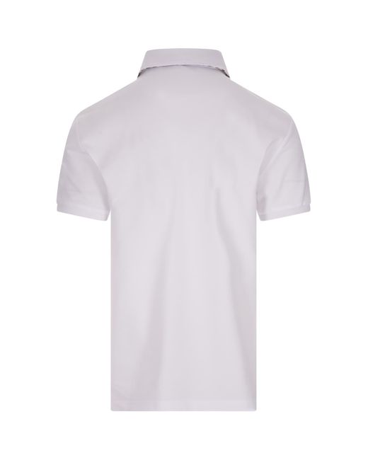 Etro White Polo Shirt With Logo And Paisley Undercollar for men