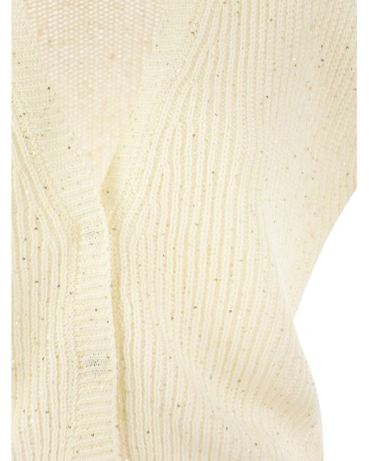 Peserico Natural Cotton And Sequin Cardigan