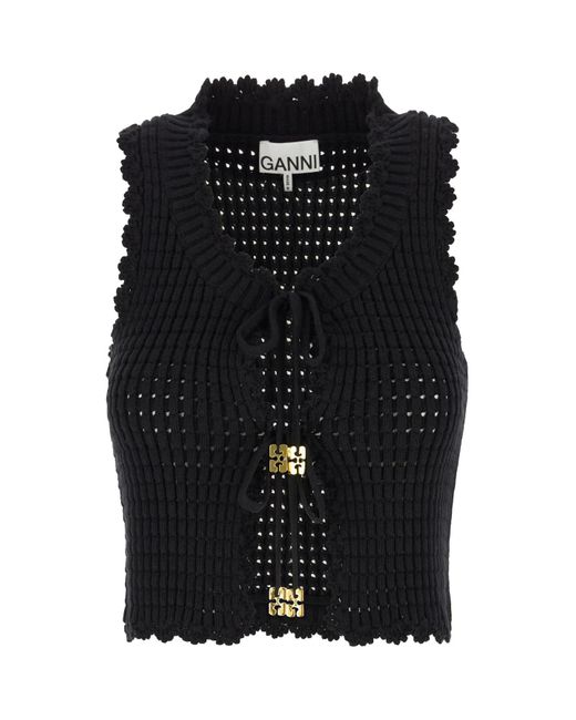 Ganni Black Cotton Blend Vest