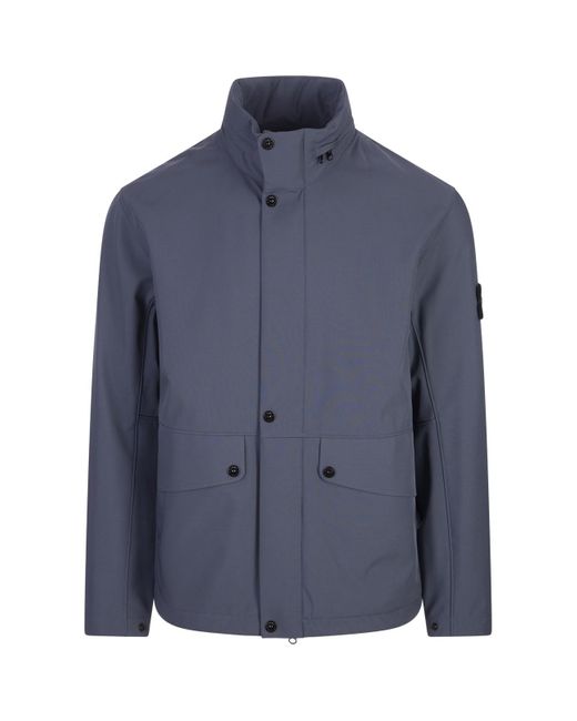 Stone Island Blue Light Soft Shell-r_e.dye Jacket In Recycled Polyester for men