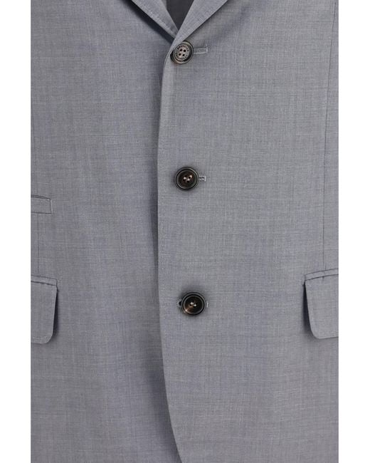 Brunello Cucinelli Gray Three-Button Blazer Wool Ovis Aries; Silk Blazers & Vests for men