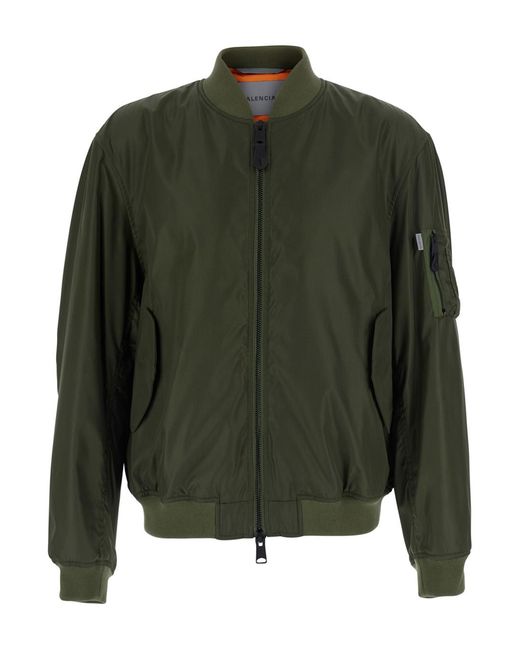 Balenciaga Green Bomber Jacket Tech Fabric Coat for men