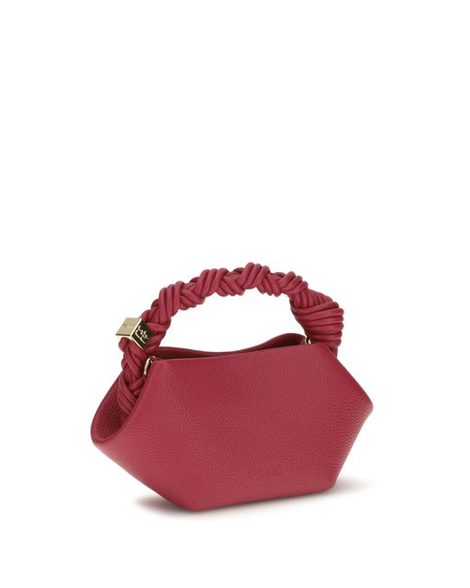 Ganni Pink Handbag Bou Grained Leather Recycled Polyester Shoulder Bags