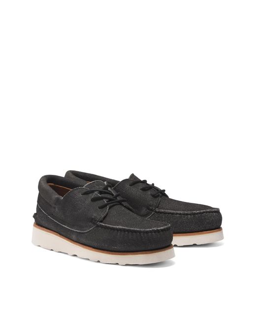 Timberland Black 3 Eye Wedge Vibram Lace-Up Boat Shoes for men