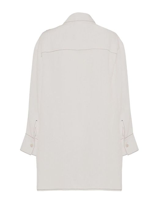 Max Mara White Buttoned Long-sleeved Top