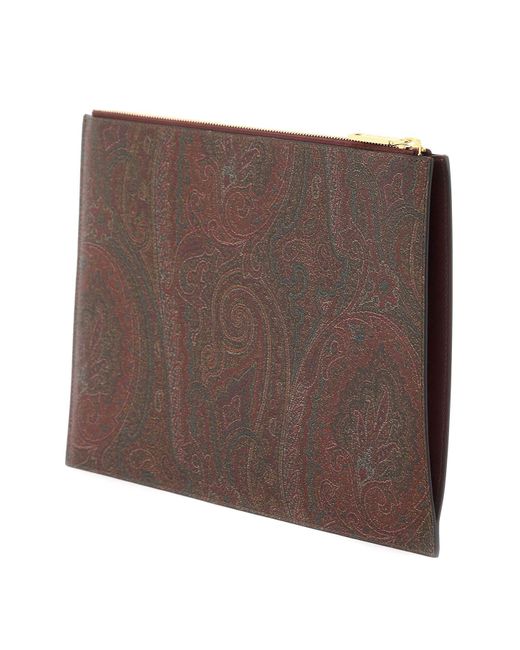 Etro Brown Love Trotter Paisley Clutch for men