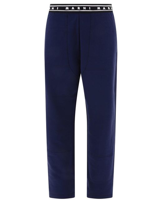 Marni Blue Sport Trousers With Logo for men