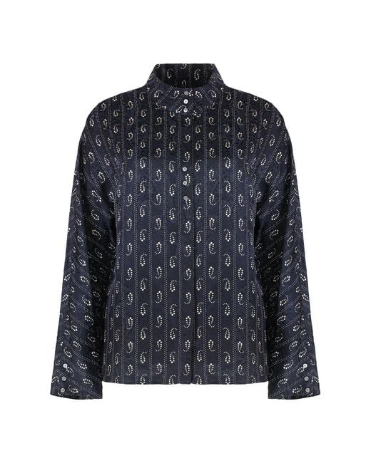 Tory Burch Blue Blouse Jacquard Viscose-Silk Blouses