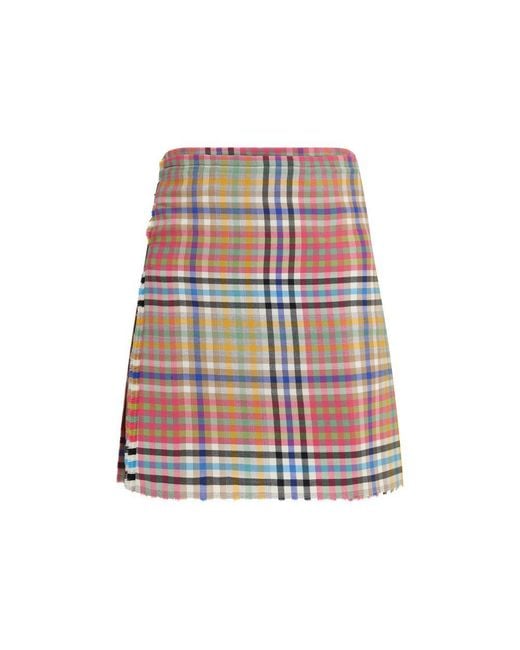 Vivienne Westwood Red Multicolor Wool Oves Aries Mini Skirt