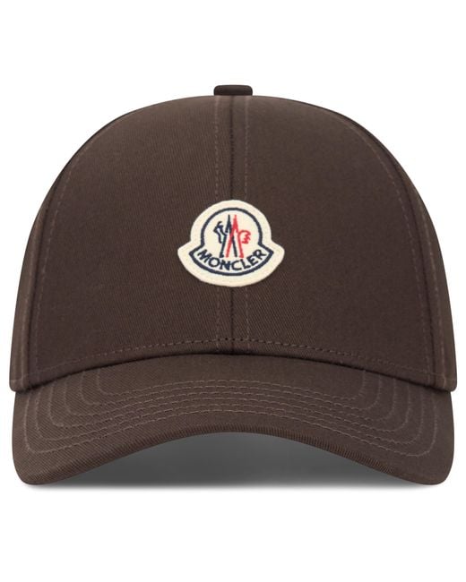 Moncler Brown Cap With Logo Cotton Hat for men