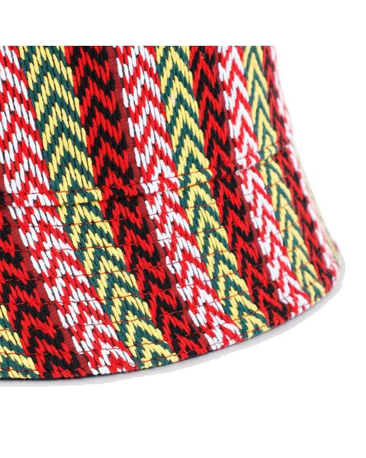 Lanvin Red Logo Patch Zig-zag Bucket Hat for men